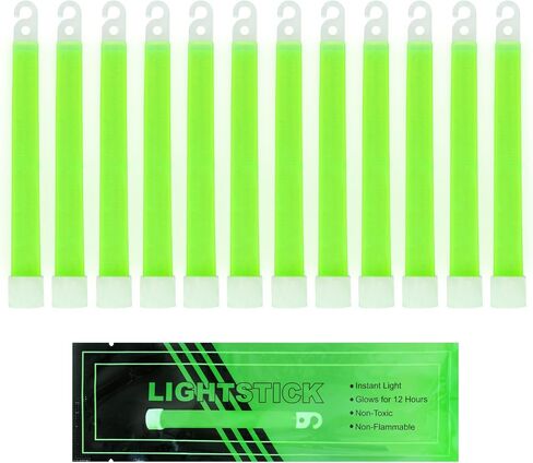 MediTac Green Glow Sticks, Premium Bright 6" Snap & Light Sticks, 12 Hour-6 Pack in Kuwait