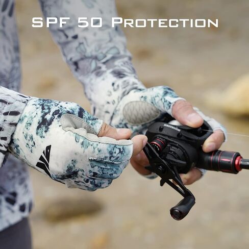 KastKing La Sal Fishing Gloves UPF50+ Sun Gloves UV Protection Fingerless Gloves Men Women for Outdoor, Kayaking, Rowing, Paddling, Canoeing, Hunting in Kuwait