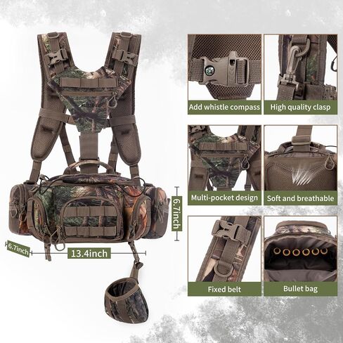 BLISSWILL Hunting Fanny Waist Pack with Harness Pouch Hunting Backpack | Silent Fabric，Rifle & Bow Carry System，Multi-Pocket Organization，Waist Pack for Hunter，Waterproof ，Bullet Pouch hunting gift in Kuwait