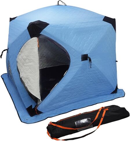 2-in-1 Portable Ice Fishing Shelter -VISUTI Double Fabric Water-Repellent and Wind-Resistant Quick Fishing Tent for 3-4 Person with Bag in Kuwait