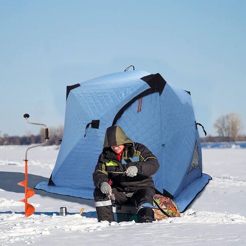 2-in-1 Portable Ice Fishing Shelter -VISUTI Double Fabric Water-Repellent and Wind-Resistant Quick Fishing Tent for 3-4 Person with Bag in Kuwait