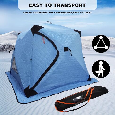 2-in-1 Portable Ice Fishing Shelter -VISUTI Double Fabric Water-Repellent and Wind-Resistant Quick Fishing Tent for 3-4 Person with Bag in Kuwait