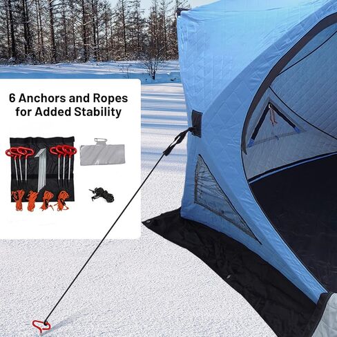 2-in-1 Portable Ice Fishing Shelter -VISUTI Double Fabric Water-Repellent and Wind-Resistant Quick Fishing Tent for 3-4 Person with Bag in Kuwait