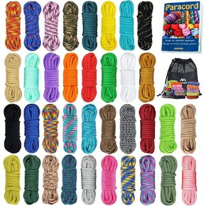 MONOBIN 36 Colors 10ft Paracord 550 Combo kit, Paracord Bracelets Making kit - Multifunction Paracord Rope with Instruction for Making Lanyard, Dog Collar, Idea for Gift…