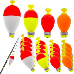 Gefischtter Fishing Bobbers Floats Set Foam Snap on Float Weighted Bobbers Fishing Push Button Snap-on Bobbers Spring Oval Fishing Floats Fishing Bobbers Assortment