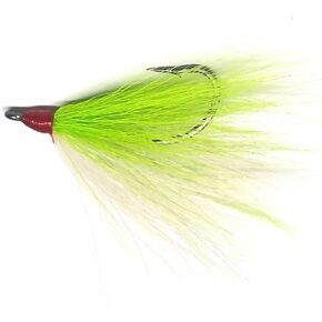 5 خطافات دعابة من نوع Bucktail Teaser Flies Ultra Point Hooks Bass Fluke Cod Plugs Rig - شارتروز / أبيض - 2/0 - JES in Saudi Arabia