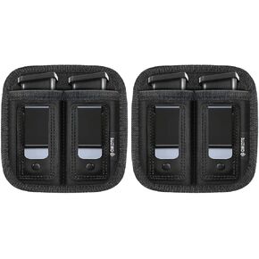 Universal Double Magazine Pouch for 9mm .40 .45 .380 .357, IWB Mag Holster Concealed Cary for Double Stack, Mag Holder for Glock 19 43 17 1911 S&W M&P, Fits Any 7 10 15 Round Clip for All Pistols Ammo in Saudi Arabia