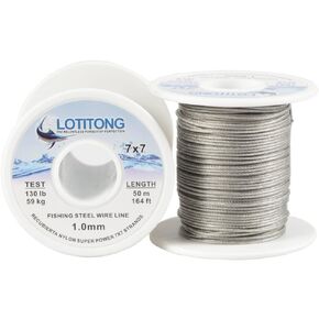 LOTITONG 50M 130LB Fishing Steel Wire line 1.0mm Wire Diameter 7x7 49 Strands Trace Coating Wire Leader Coating Jigging Wire Lead Fish Jigging Line Fishing Wire Stainless Steel Leader Wire in Kuwait