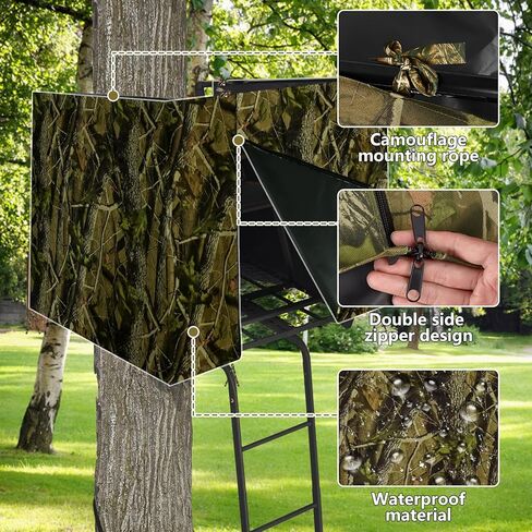 جي جيه ال غطاء ستارة حامل شجرة صيد الغزلان، حامل شجرة مموه عالمية، مجموعة ستائر مرتفعة من الغزلان لحامل شخصين، حامل شجرة مع اغلاق بسحاب، ملحقات حامل شجرة الصيد. in Kuwait