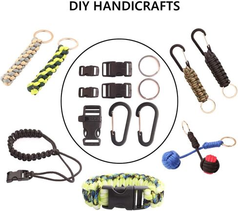 Paracord 550 Bracelets Kit 20 Feet Each Rope for Making Bracelets | 5 Types Buckles, 4mm paracord, for making keychain/bracelets ,outdoor/camping/gift/survival/tactical(A-Set) in Kuwait