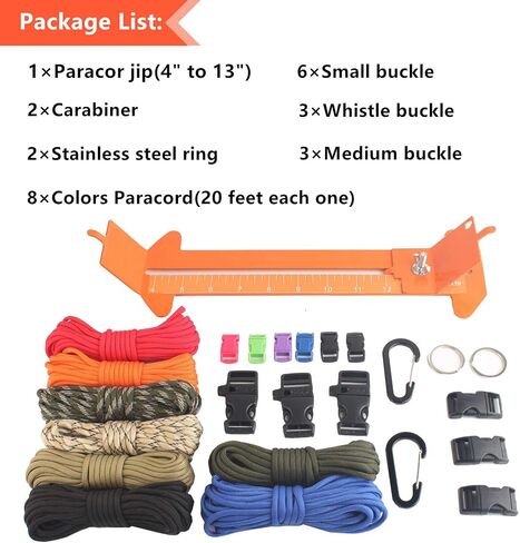 Paracord 550 Bracelets Kit 20 Feet Each Rope for Making Bracelets | 5 Types Buckles, 4mm paracord, for making keychain/bracelets ,outdoor/camping/gift/survival/tactical(A-Set) in Kuwait