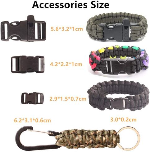 Paracord 550 Bracelets Kit 20 Feet Each Rope for Making Bracelets | 5 Types Buckles, 4mm paracord, for making keychain/bracelets ,outdoor/camping/gift/survival/tactical(A-Set) in Kuwait