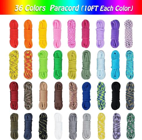 Paracord Combo Kit - 36 Colors, Multifunction Ropes & Accessories for Crafts in Kuwait