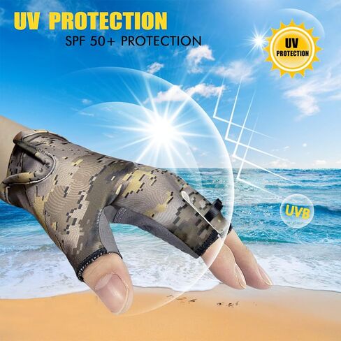 Riverruns SwiftShield Fishing Gloves Shortened Wrist UPF50+ Sun Gloves Fingerless Lightweight Breathable Hiking Driving Kayaking Paddling in Saudi Arabia