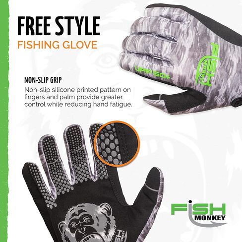 قرد السمك بعامل حماية من الأشعة فوق البنفسجية 50+ لا يتآكل عند قطع الأصابع. قبضة فائقة مضادة للانزلاق، وسادات أسلاك خاصة على أصابع الإبهام/السبابة وجانب القفازات للرجال والنساء in Kuwait