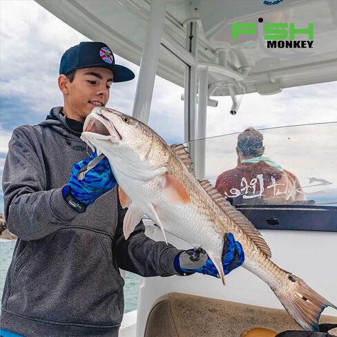 قرد السمك بعامل حماية من الأشعة فوق البنفسجية 50+ لا يتآكل عند قطع الأصابع. قبضة فائقة مضادة للانزلاق، وسادات أسلاك خاصة على أصابع الإبهام/السبابة وجانب القفازات للرجال والنساء in Kuwait