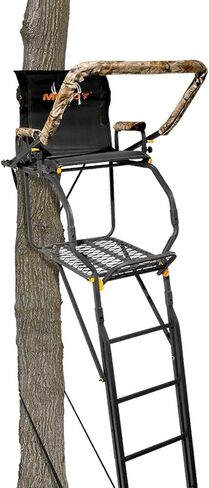 Muddy MLS1550 Skybox Deluxe 20' Tall Single Steel Ladder Tree Stand with Adjustable Padded Shooting Rail for Big Game & Hunting in Saudi Arabia