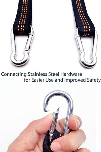3-Step Climbing Stick Aider with 2*Durable Carabiners, Tree Stand Steps, Bright-Orange Webbing Hunting Ladders, Easy-to-use Lightweight Rope Aider for Hunting Safety, Outdoor Climbing in Kuwait