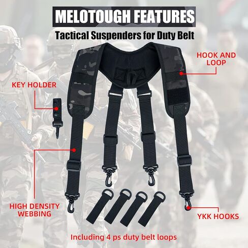 MELOTOUGH Tactical Suspenders Duty Belt Harness Padded Adjustable Tool Belt Suspenders with Key Holder in Saudi Arabia