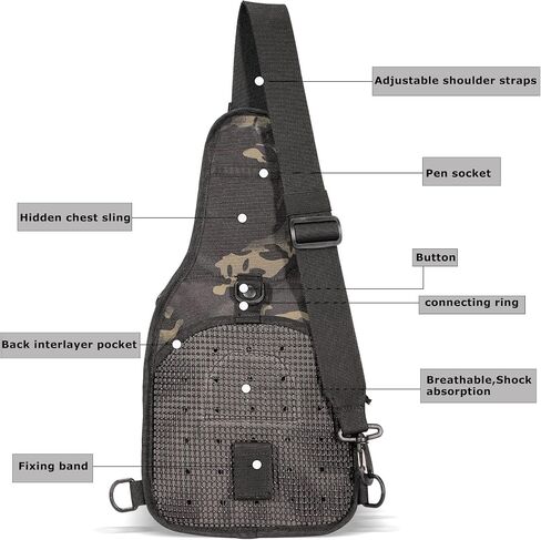 BOMTURN Tactical Backpack-1000D Waterproof Military Backpack/Laser-Cut/CCW Bags Sling Bag Tactical Satchel Shoulder Bag Men in Saudi Arabia