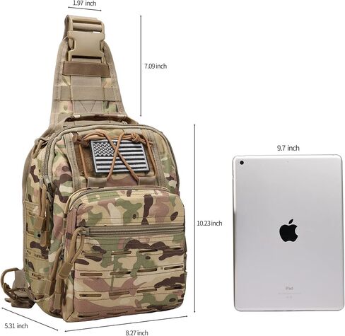 BOMTURN Tactical Backpack-1000D Waterproof Military Backpack/Laser-Cut/CCW Bags Sling Bag Tactical Satchel Shoulder Bag Men in Kuwait