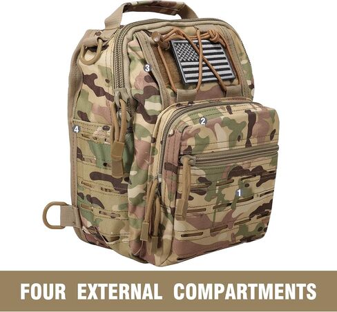 BOMTURN Tactical Backpack-1000D Waterproof Military Backpack/Laser-Cut/CCW Bags Sling Bag Tactical Satchel Shoulder Bag Men in Kuwait