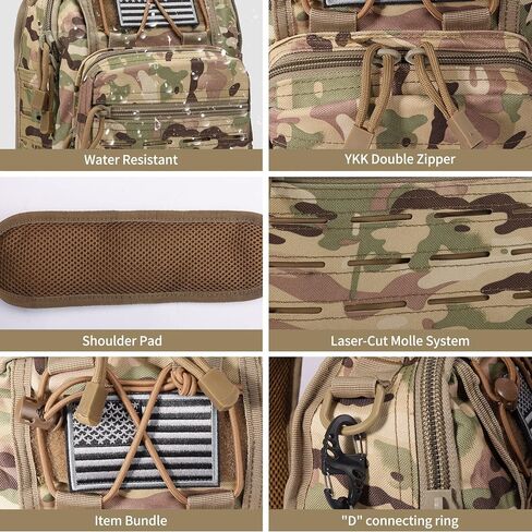 BOMTURN Tactical Backpack-1000D Waterproof Military Backpack/Laser-Cut/CCW Bags Sling Bag Tactical Satchel Shoulder Bag Men in Kuwait
