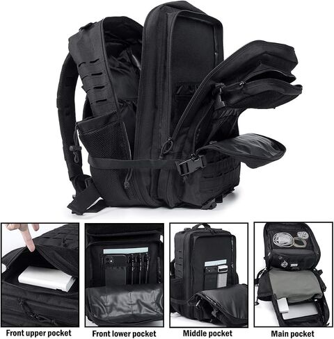 QT&QY 25L/45L Military Tactical Backpack For Men Molle Daypack 3 Day Bug Out Bag Hiking Rucksack With Bottle Holder in Kuwait