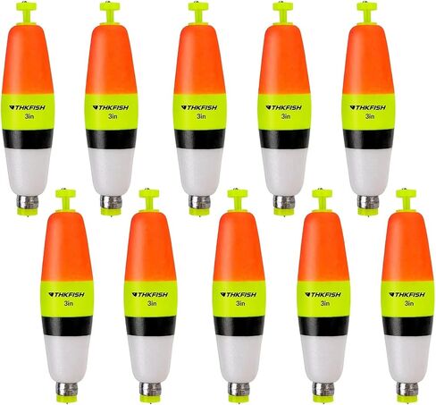 THKFISH Fishing Bobbers EVA Foam Floats Weighted Bobbers for Fishing Floats for Crappie Red/Yellow Snap-On Spring Fishing Buoy 5PCS /10pcs in Saudi Arabia