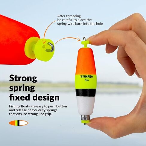 THKFISH Fishing Bobbers EVA Foam Floats Weighted Bobbers for Fishing Floats for Crappie Red/Yellow Snap-On Spring Fishing Buoy 5PCS /10pcs in Saudi Arabia