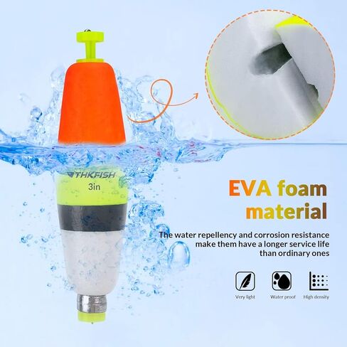 THKFISH Fishing Bobbers EVA Foam Floats Weighted Bobbers for Fishing Floats for Crappie Red/Yellow Snap-On Spring Fishing Buoy 5PCS /10pcs in Saudi Arabia