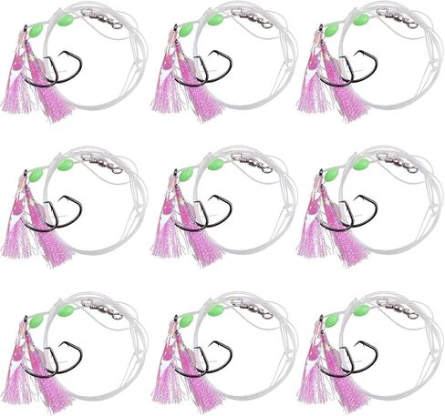 Fishing Rigs Saltwater Bait Rigs, Fishing Rock Cod Rigs Flasher Lures Hooks with Luminous Beads Swivel Fishing Line Leader for Rockfish Lincods Fluke Sea Bass Halibut Freshwater Saltwater in Saudi Arabia