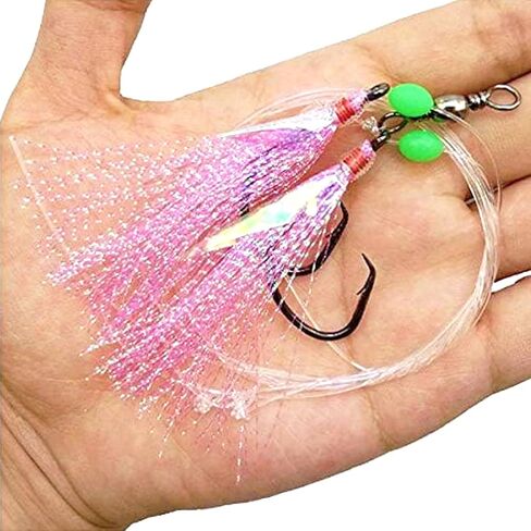 Fishing Rigs Saltwater Bait Rigs, Fishing Rock Cod Rigs Flasher Lures Hooks with Luminous Beads Swivel Fishing Line Leader for Rockfish Lincods Fluke Sea Bass Halibut Freshwater Saltwater in Saudi Arabia