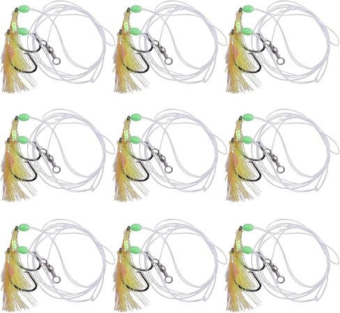Fishing Rigs Saltwater Bait Rigs, Fishing Rock Cod Rigs Flasher Lures Hooks with Luminous Beads Swivel Fishing Line Leader for Rockfish Lincods Fluke Sea Bass Halibut Freshwater Saltwater in Saudi Arabia