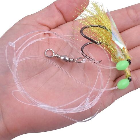 Fishing Rigs Saltwater Bait Rigs, Fishing Rock Cod Rigs Flasher Lures Hooks with Luminous Beads Swivel Fishing Line Leader for Rockfish Lincods Fluke Sea Bass Halibut Freshwater Saltwater in Saudi Arabia