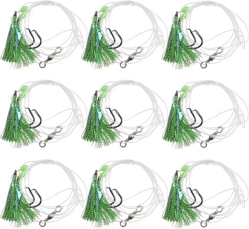 Fishing Rigs Saltwater Bait Rigs, Fishing Rock Cod Rigs Flasher Lures Hooks with Luminous Beads Swivel Fishing Line Leader for Rockfish Lincods Fluke Sea Bass Halibut Freshwater Saltwater in Saudi Arabia