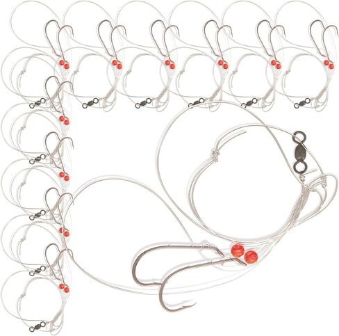 UMT Sea Bass Hi/Lo Saltwater Fishing Rigs 1, 5 &10 Pack, 3/0 Bait Hook, 60lb Heavy Duty Mono, 80lb Swivel & Sinker Loop, Hand Tied for Fluke Porgy Snapper Croaker Sea Trout Tautog Spot Pompano in Kuwait