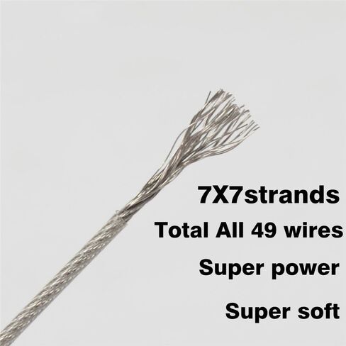 LOTITONG 50M 130LB Fishing Steel Wire line 1.0mm Wire Diameter 7x7 49 Strands Trace Coating Wire Leader Coating Jigging Wire Lead Fish Jigging Line Fishing Wire Stainless Steel Leader Wire in Kuwait