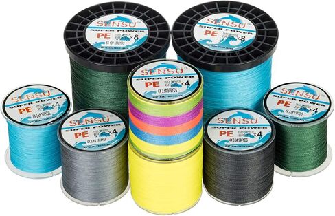 Sensu Braided Fishing Line Abrasion Resistant Superline Zero Stretch&Low Memory Extra Thin Diameter– 150 To1000 Yds, To150LB- 4 & 8 Strands in Kuwait
