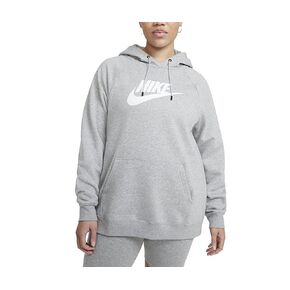 Nike Women's Sportswear Essential Hoodie (2X, Heather Grey/White) in Saudi Arabia