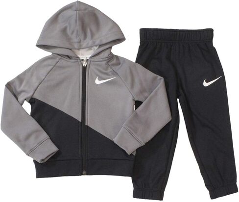 مجموعة من قطعتين لقلنسوة Dri-FIT بسحاب كامل وسروال Therma Jogger من Nike للأطفال الرضع (طفل صغير) أسود 3T للأطفال الصغار in Kuwait