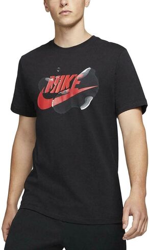 Nike Men's Icon Futura Tee (Black/Red Futura/Raindrop, Small) in Saudi Arabia