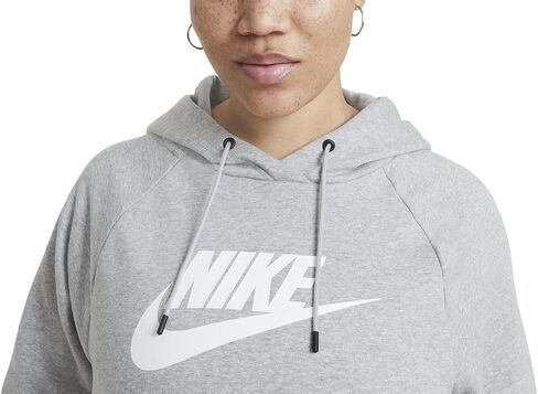 Nike Women's Sportswear Essential Hoodie (2X, Heather Grey/White) in Saudi Arabia