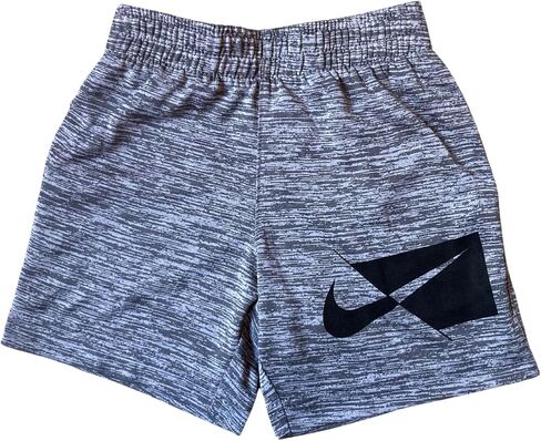 Nike Toddler Boys Smoke Grey Heather Mesh Athletic Dri-Fit Shorts, Lightweight, Black/Smoke Grey Heather Color Blocked Swoosh, Elastic Waistband, Front Pockets, Style 76H472/Color G9Y, Toddler Size 2T in Saudi Arabia