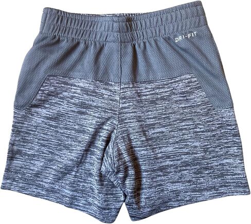 Nike Toddler Boys Smoke Grey Heather Mesh Athletic Dri-Fit Shorts, Lightweight, Black/Smoke Grey Heather Color Blocked Swoosh, Elastic Waistband, Front Pockets, Style 76H472/Color G9Y, Toddler Size 2T in Saudi Arabia