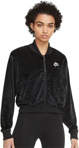 سترة Nike Air Velor النسائية النشطة مقاس M، اللون: أسود/أبيض in Kuwait