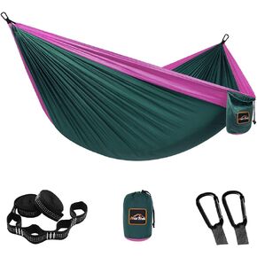 Camping Hammock, Super Lightweight Portable Parachute Hammock with Two Tree Straps Single or Double Nylon Travel Tree Hammocks for Camping Backpacking Hiking in Saudi Arabia