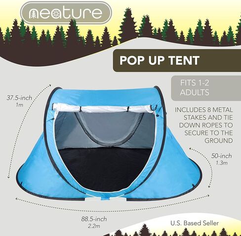 خيمة تخييم منبثقة من نيتشر، خيمة لشخصين - 88 × 50 انش مساحة ارضية سريعة التركيب في الهواء الطلق خيمة مظلة مع بابين in Kuwait