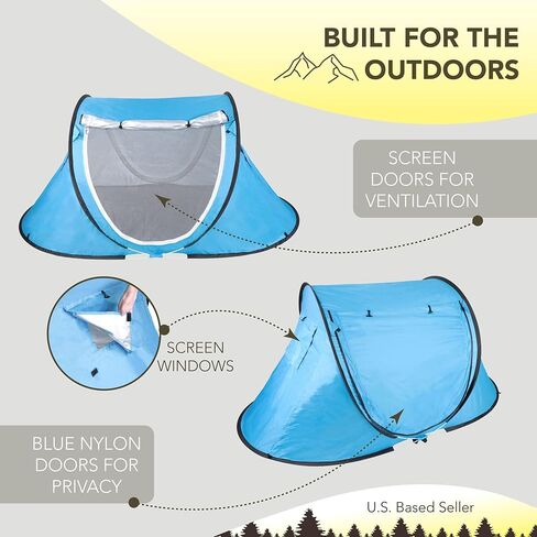 خيمة تخييم منبثقة من نيتشر، خيمة لشخصين - 88 × 50 انش مساحة ارضية سريعة التركيب في الهواء الطلق خيمة مظلة مع بابين in Kuwait