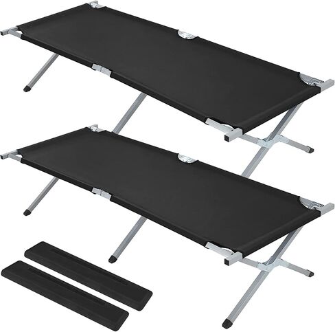 Geetery 2 Pcs Folding Camping Cot Bed with Carry Bag Portable Tent Twin Cot Army Military 529 lbs Outdoor Sleeping Travel Camping(Army Green) in Kuwait